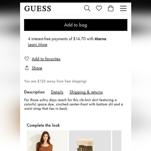 GUESS Cinched Front Anika Ribbed Bodycon Skirt Small - Picture 4 of 12